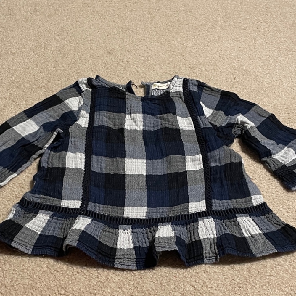 Tucker + Tate Navy and Gray Plaid Kids Blouse